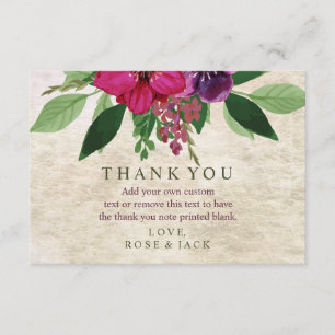 Earthy, Cranberry-Plum Wedding Thank You Cards