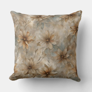 Earthy Decorative Floral Throw Pillow