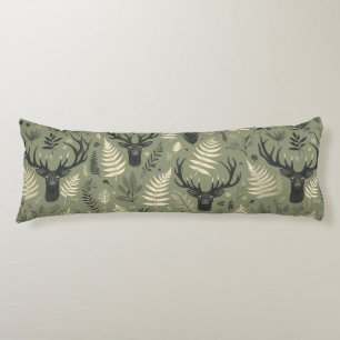 Earthy Deer Antlers & Ferns Body Pillow