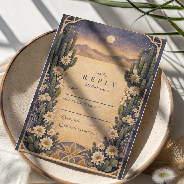 Earthy Desert Floral Wedding RSVP Card (Creator Uploaded)