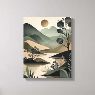 Earthy Elegance: Abstract Sage and Black Canvas Print