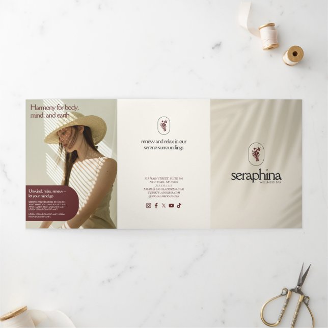 Earthy Elegance Logo Beauté, Brochure d'ivoire Spa (Extérieur)