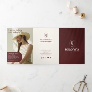Earthy Elegance Logo Beauté, Spa Maroon Brochure