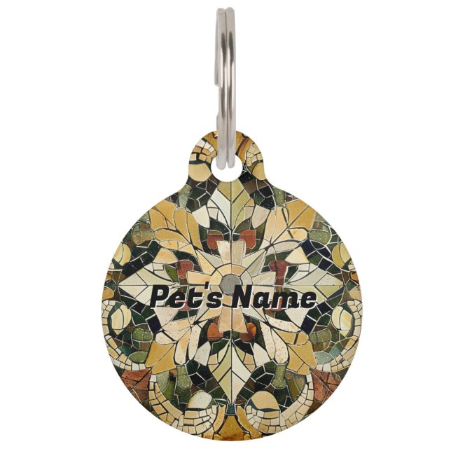 Earthy Elegance Mosaic  Pet Tag (Front)