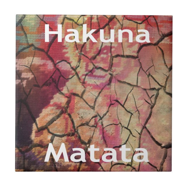 Earthy Elegant Lion: Hakuna Matata Textured Design Tile (Front)