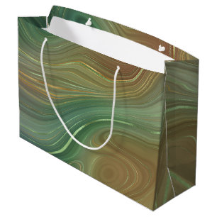 Earthy Emerald Strata   Green and Golden Ink Agate Large Gift Bag