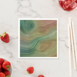 Earthy Emerald Strata Green and Golden Ink Agate Napkin