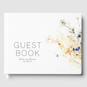 Earthy Fall Flowers Minimalist Wedding Guest Book