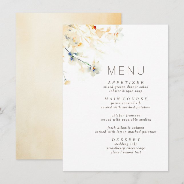 Earthy Fall Shades Élégant menu de mariage (Devant / Derrière)