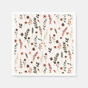 Earthy Fall Wildflower Pattern Napkin