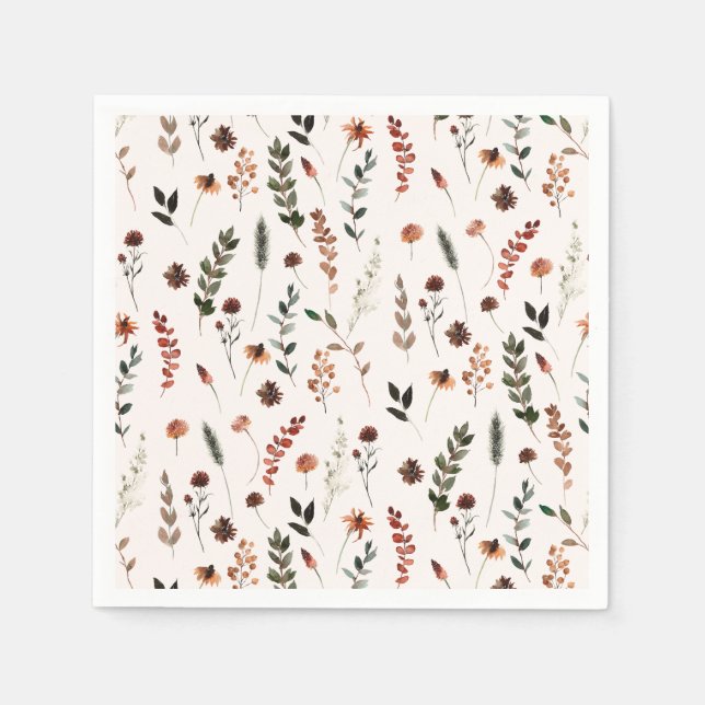 Earthy Fall Wildflower Pattern Napkin (Front)