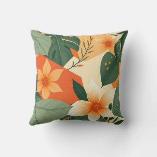 Earthy Floral Design Throw Pillow