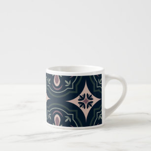 Earthy Floral Geometric Tiles Espresso Cup