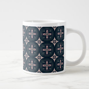 Earthy Floral Geometric Tiles Large Coffee Mug