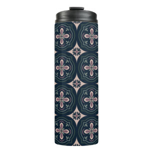 Earthy Floral Geometric Tiles Thermal Tumbler