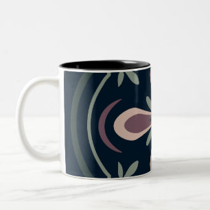 Earthy Floral Geometric Tiles Two-Tone Coffee Mug