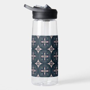 Earthy Floral Geometric Tiles Water Bottle