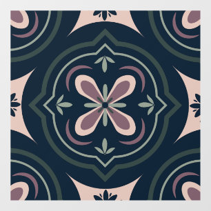 Earthy Floral Geometric Tiles Window Cling