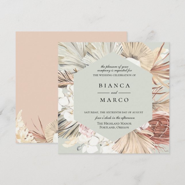 Earthy Foliage Frame Wedding Invitation (Front/Back)