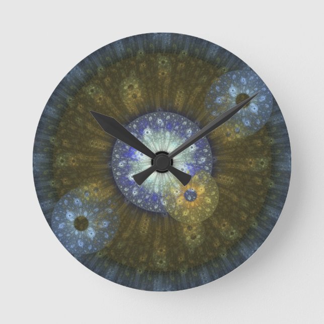 Earthy Fractal Circular Wall Clock (Front)