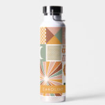Earthy Geometric 70s Retro Personalized Name Water Bottle<br><div class="desc">Earthy Geometric 70s Retro Personalized Name Water Bottle</div>