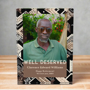 Earthy Geometric Retirement Gift for Black Dad Photo Block