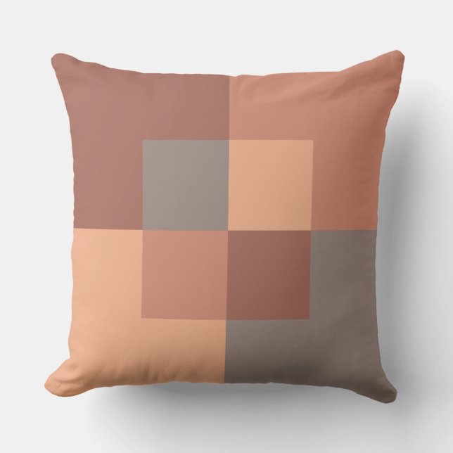 Earthy Geometric Sienna Terracotta Warm Brown Outdoor Pillow (Front)