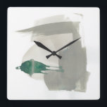 Earthy Gestures - Grey and Green Square Wall Clock<br><div class="desc">Earthy Gestures II by Jennifer Goldberger. Earthy green and grey tones come together to create a simple but serene design.</div>
