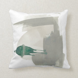 Earthy Gestures - Grey and Green Throw Pillow