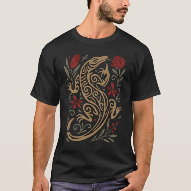 Earthy Goanna Wildlife Design T-Shirt (Front)