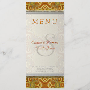 Earthy Gold Retro Bohemian Vintage Wedding Menu
