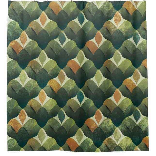 Earthy Green Art Deco Fan Pattern (1) (Front)