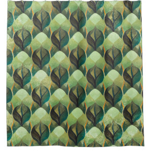 Earthy Green Art Deco Fan Pattern (3)