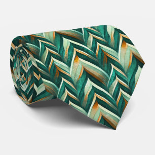 Earthy Green Art Deco Fan Pattern (4) Tie