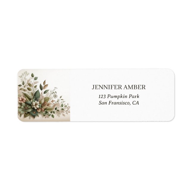 Earthy Green Botanical Watercolor Modern Floral  (Front)