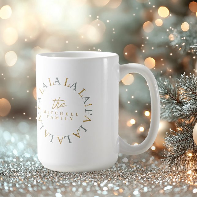Earthy Green Gold Christmas Fa La La ID1009 Coffee Mug (Creator Uploaded)