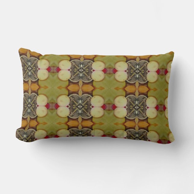 Earthy Green patterned pilow Lumbar Pillow (Front)
