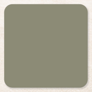 Earthy Green Trending Solid Color Pairs Sage Square Paper Coaster