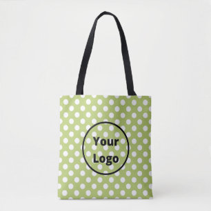 Earthy green with white dots pattern tote bag