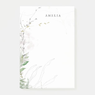 Earthy Greenery Watercolor Personalized Name Post-it Notes