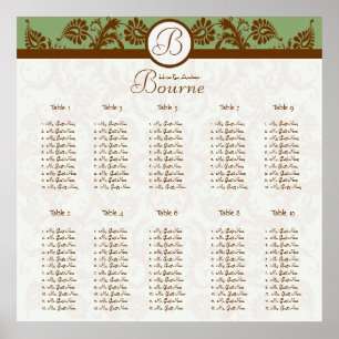 Earthy Hues Victorian Floral Damask Seating Chart
