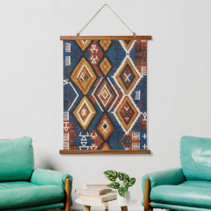 Earthy Indigo Nomad – Artisanal Tribal Patchwork Hanging Tapestry