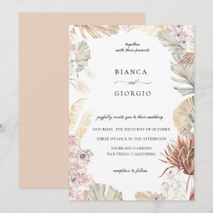 Earthy Jungle Foliage Frame Wedding Invitation