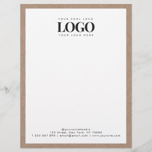 Earthy Kraft Add Your Rectangle Business Logo Text Letterhead