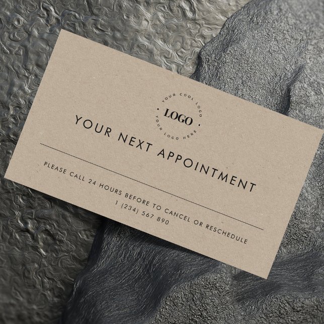 Earthy Kraft Custom Logo Business Appointment Card (Creator Uploaded)