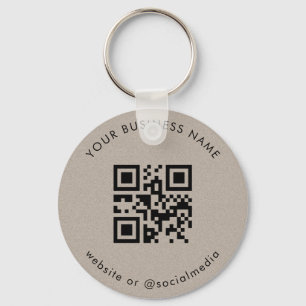 Earthy Kraft Your Custom Business Qr Code Scan Keychain