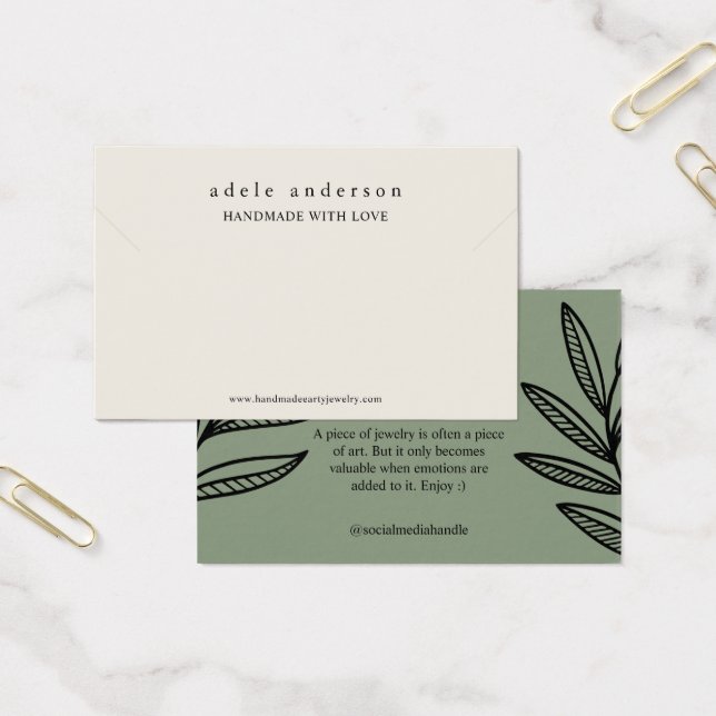 Earthy Leaf Jewellery Bracelet Display Card (Office)