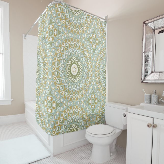Earthy Mandala in Green, Gold, and Soft Blue (In Situ)