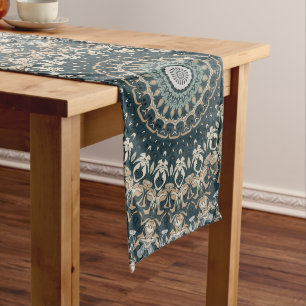 Earthy Mandala Kaleidoscope Medallion Flower Long Table Runner