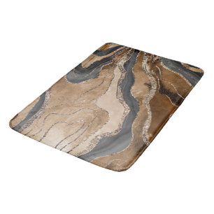 Earthy Marble Agate Gold Glitter Glam #1  Bath Mat